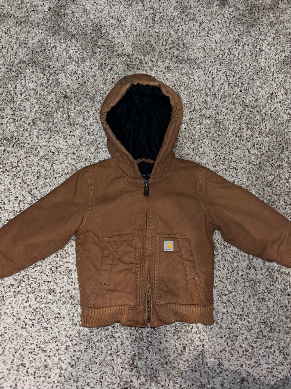 Carhartt Brown Hooded Canvas Jacket with Black Lining 18month